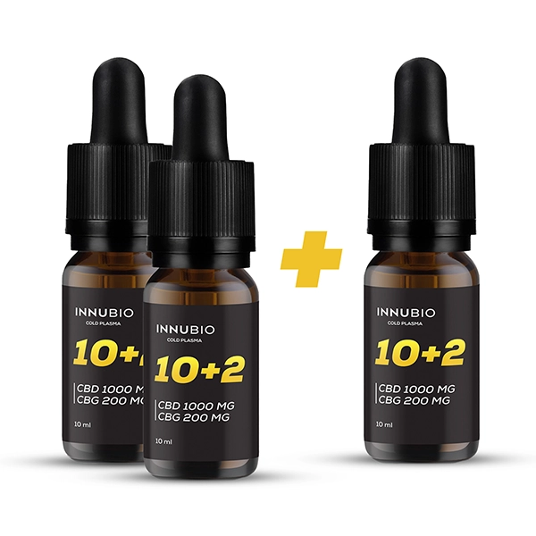 Zestaw promocyjny INNUBIO olejek konopny 10% CBD + 2% CBG, 10ml, 2+1