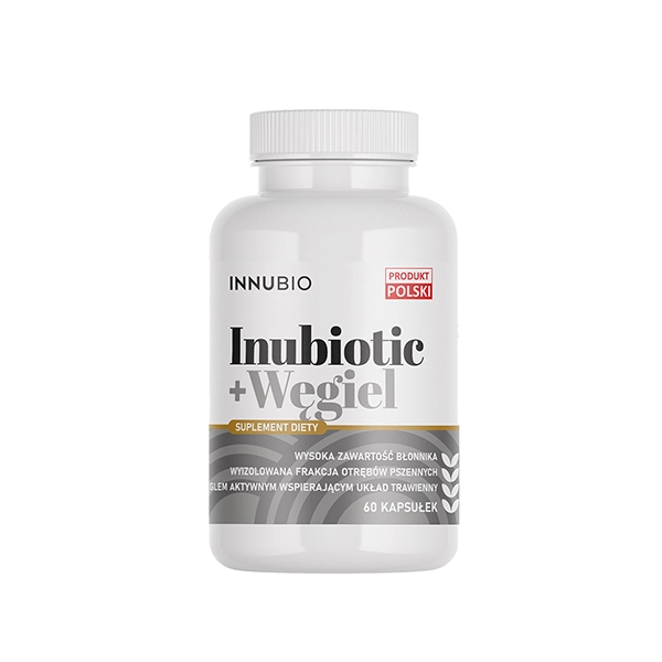 Produkty INNUBIO®: INNUBIO Inubiotic+Węgiel aktywny błonnik w kapsułkach 60 sztuk